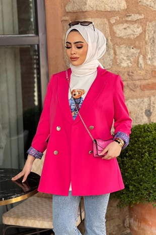 Astarı Desenli Blazer Ceket-PEMBE, Fiyatları Mira Tüvit Ceket-EKRU – Haza Moda | Tesettür Giyim 