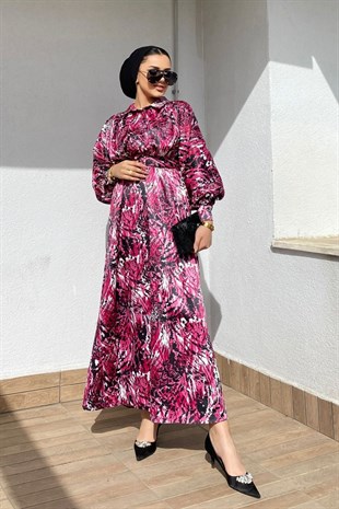 Fırça Desen Elbise-PEMBE, Fiyatları Katkat Cotton Elbise-PEMBE – Haza Moda | Tesettür Giyim 