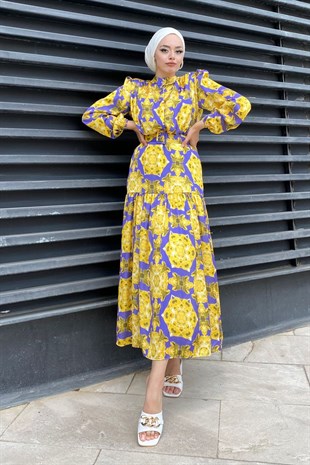 Gül Desen Elbise-SARI, Fiyatları Gül Desen Elbise-YEŞİL – Haza Moda | Tesettür Giyim