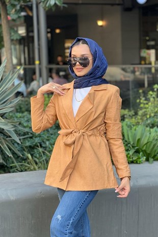 Kemer Detay Blazer Ceket-CAMEL, Fiyatları Mira Tüvit Ceket-BEJ – Haza Moda | Tesettür Giyim