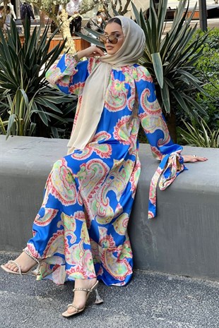 Şal Desen Elbise-MAVİ, Fiyatları Katkat Cotton Elbise-PEMBE – Haza Moda | Tesettür Giyim 